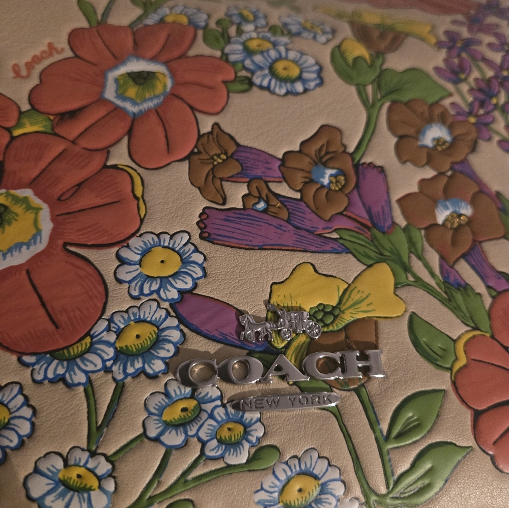 Coach Multicolor Laurel Floral Embossed Purse CT222